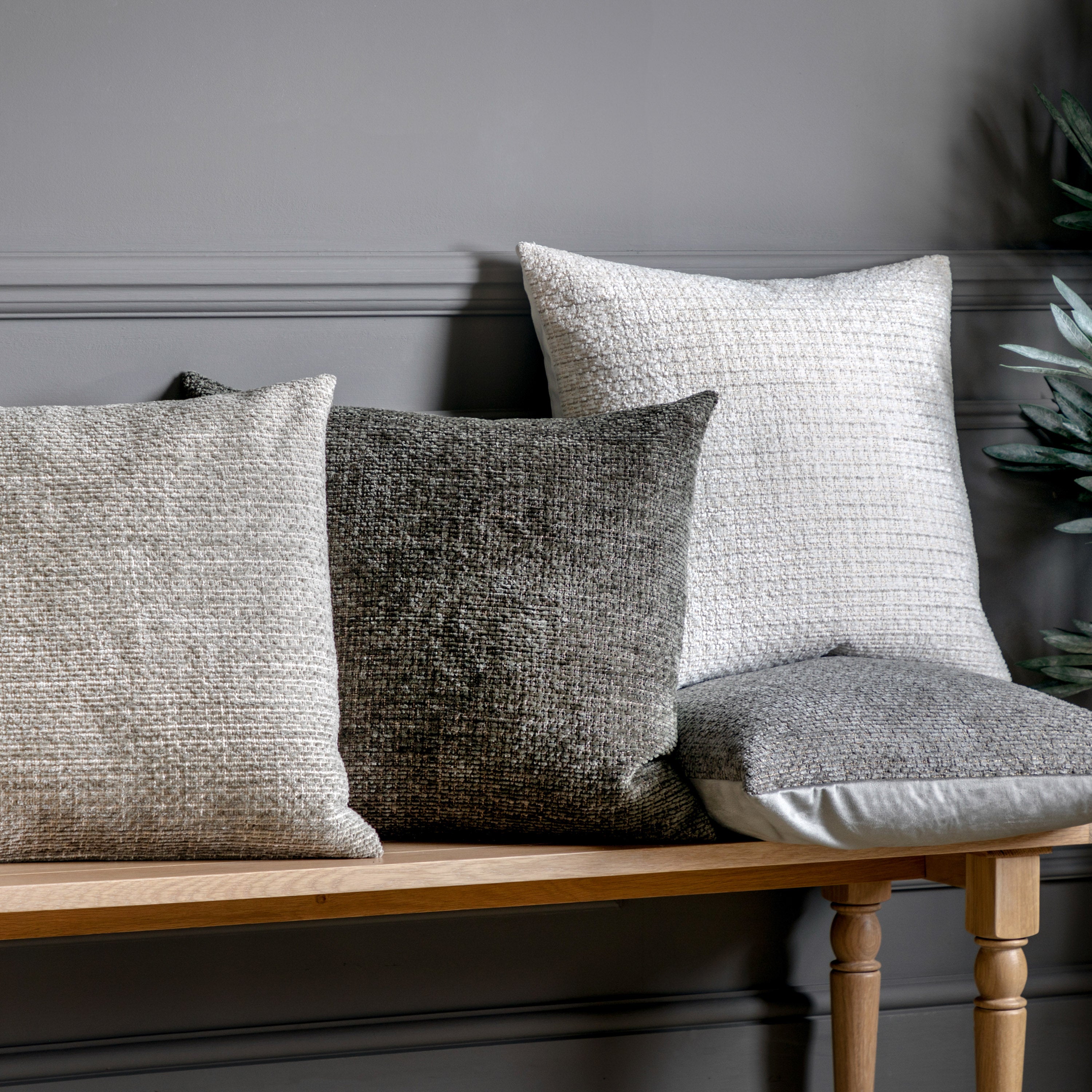 Chenille Textured Olive Green Square Cushion